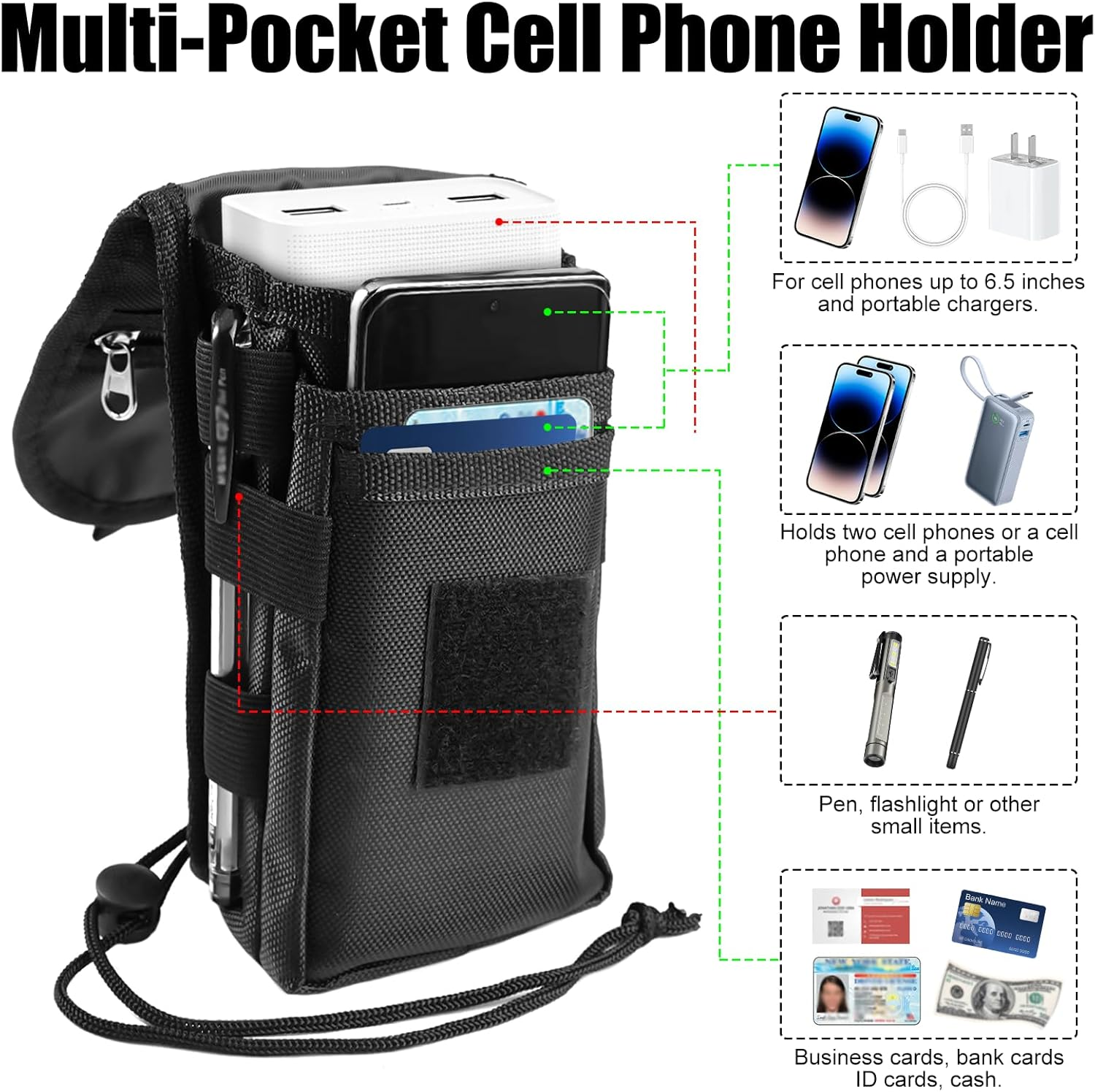 Mobile Phone Belt Bag Premium Universal Belt Bag Mobile Phone Case with Multiple Compartments and Reinforced Clip Made of Robust Oxford Fabric Portability and Abrasion Resistant Ideal for Outdoor image number 6