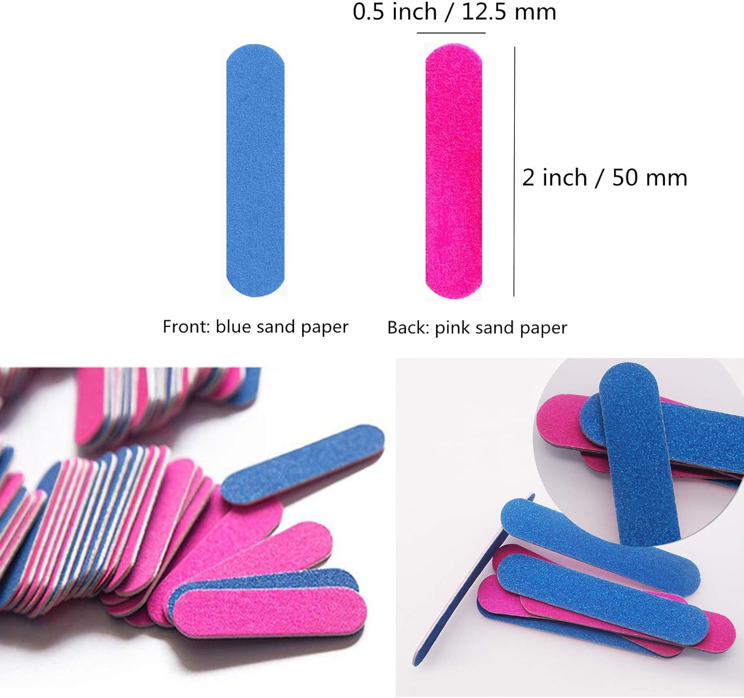 Transun Moo Mini Nail Files Bulk, 100 Pack 2 Inches Disposable Double Sided Emery Boards Manicure Pedicure Tools(1002) image number 1