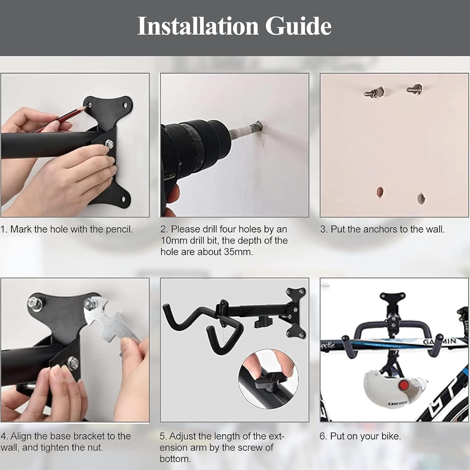 Wall-Mounted Bike Rack &ndash; Horizontal Bicycle Storage Hook for Indoor Garage Organization, Space-Saving Bike Hanger for Mountain & Road Bikes image number 4