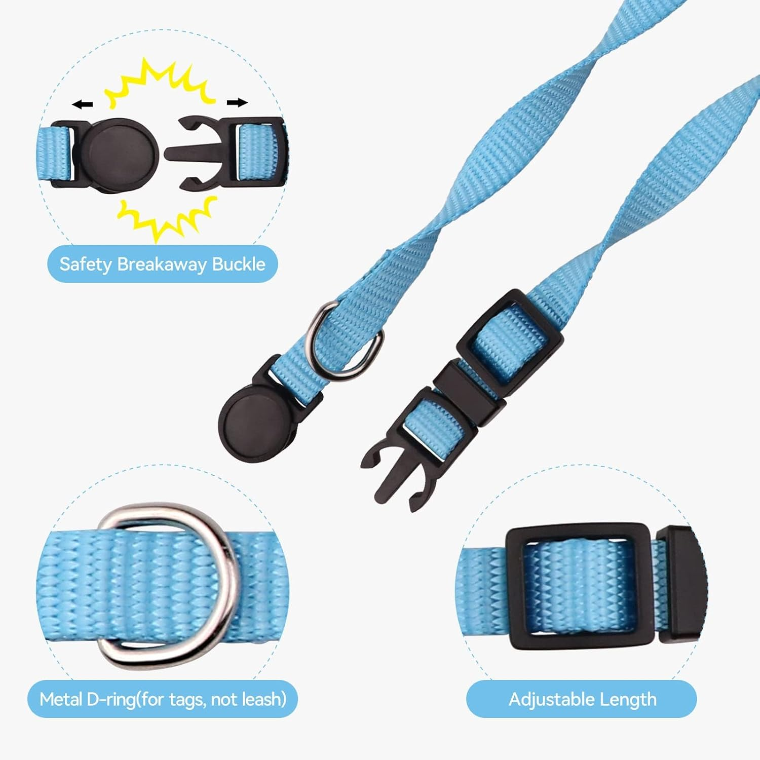 16 PCS Puppy Collars, Safety Buckle for Litter Nylon Adjustable Puppy Collars for Small Puppies, Breakaway Puppy ID Collars Whelping Collars Pet Supplies,Stuff,Accessories (Size M) image number 3