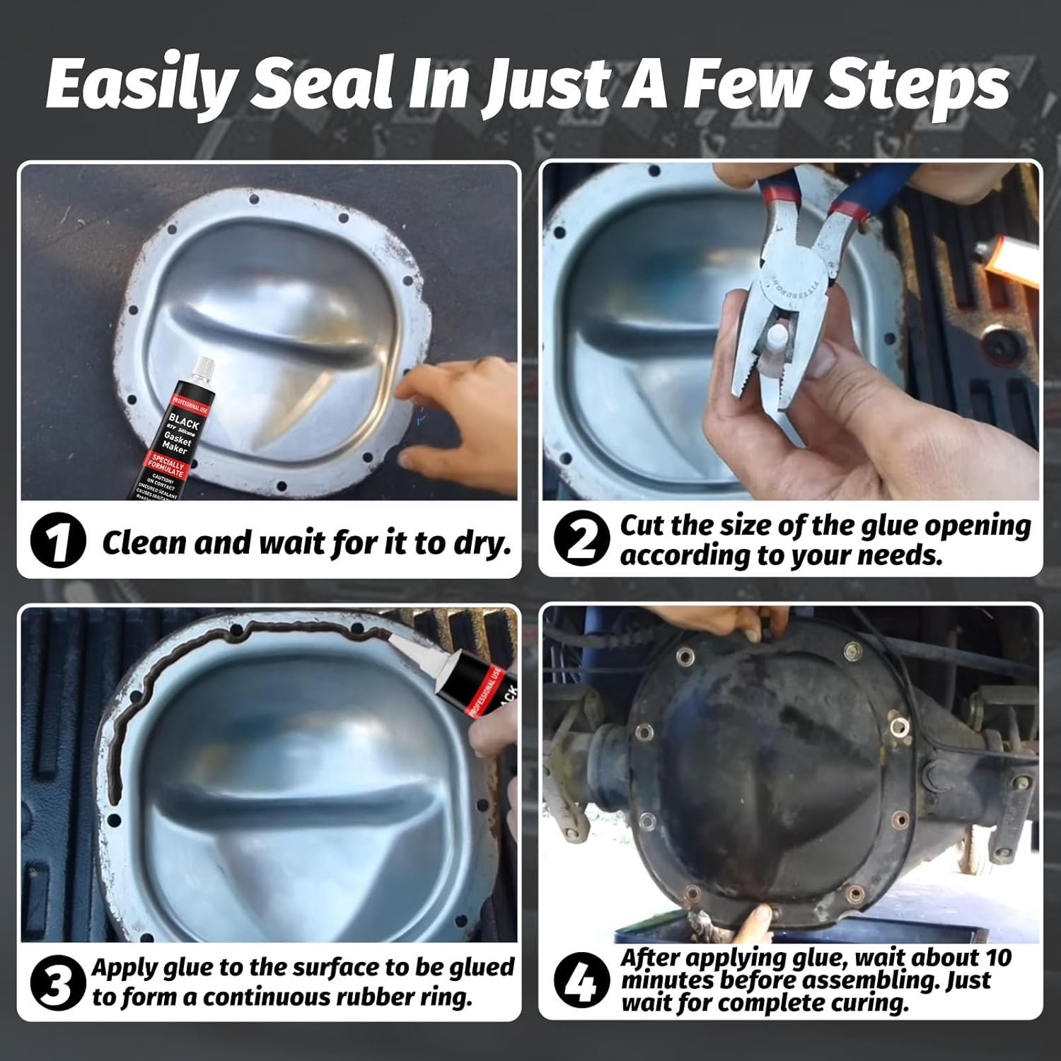 1DFAUL RTV Silicone Gasket Maker Sealant, High Temp Silicone Resist Oil, Anti-Freeze Gasket Sealer for Engines, Gearboxes, Pumps, Superchargers (Black, 170G) image number 1