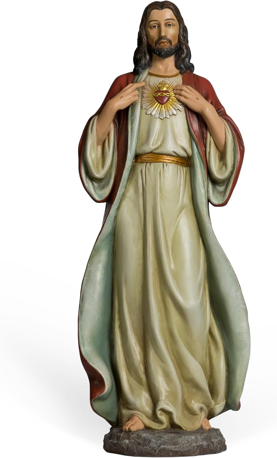 BC Catholic Sacred Heart of Jesus Statue, Jesus Christ Figure, Religious Gifts, Inspirational Indoor Home Decor, 10 Inches H, Hand Painted by Buildclassic