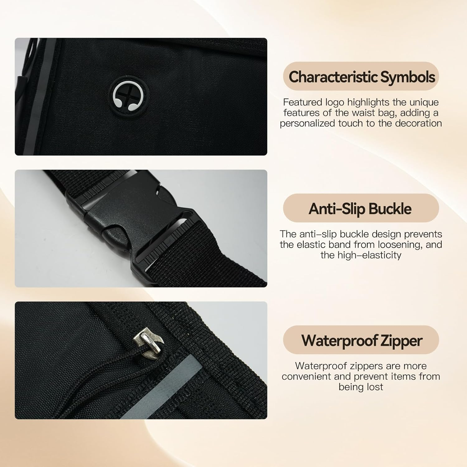 Adjustable Running Belt Waist Pack - Water-Resistant Phone Holder for Men & Women, 45Cm Slim Fitness Belt Bag Fits 6.5" Phones (80-125Cm Waist) image number 4