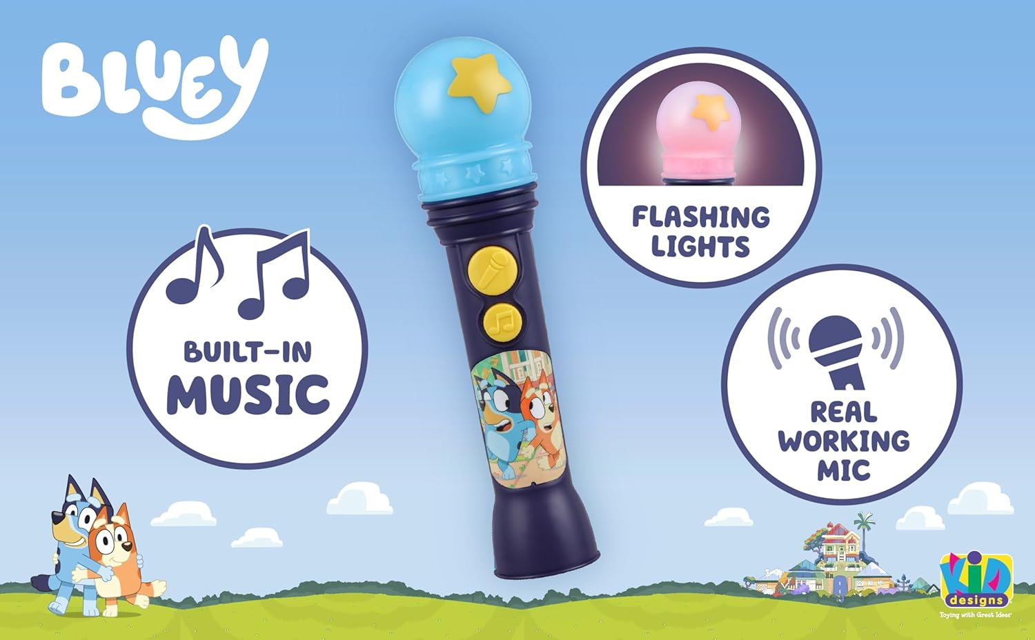 Ekids Bluey Microphone Toy for Toddlers, Includes Built-In Music and Lights, Designed for Fans of Bluey Toys image number 3