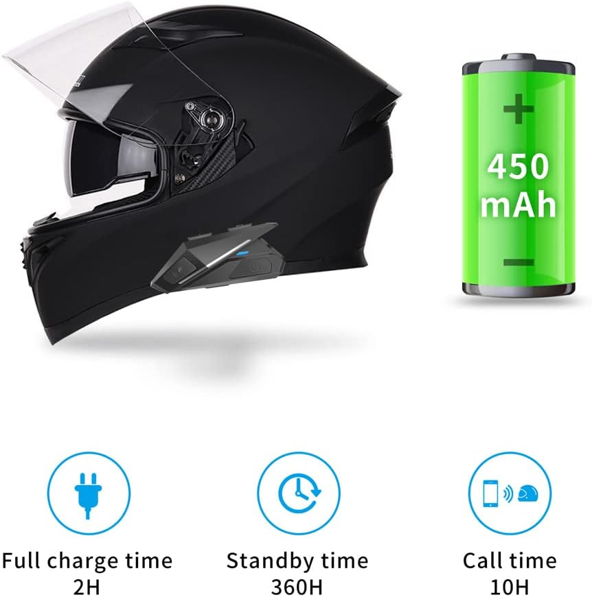 RCKEY Motorcycle Headset BT5.0 Waterproof Headphone Noise Reduction Support Hands-Free Calling Auto-Answer Stereo Music Built-In FM Radio image number 3