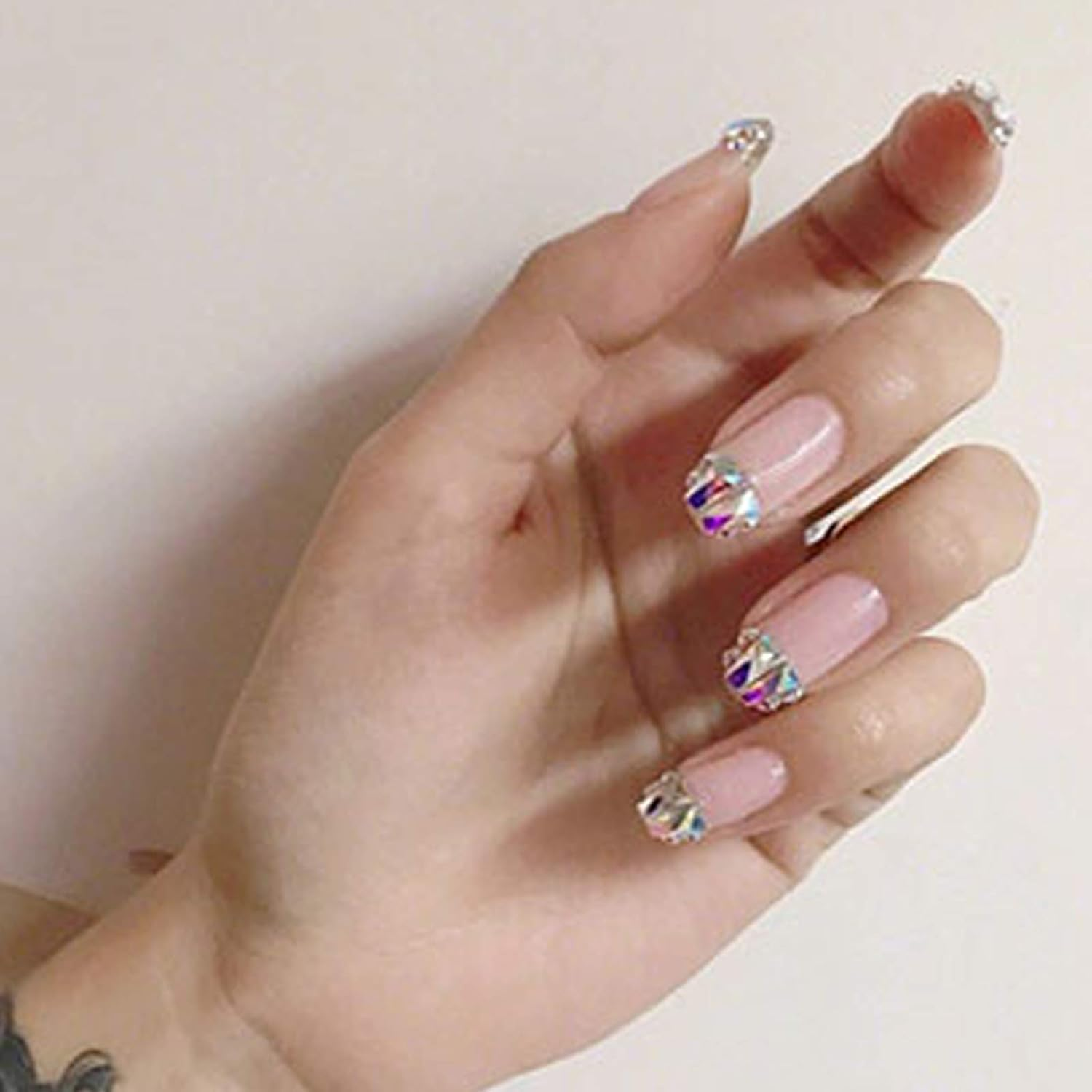 50 Grains Nail Art Rhinestones Nail Gemstone Rhinestone Decorative Nail Crystal AB Diamond Color Pointed Drop