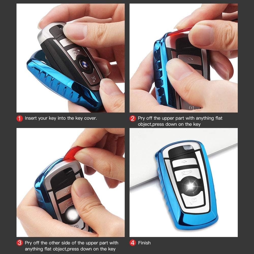 QBUC for Key Fob Cover Protective Case, Soft TPU Anti-Dust Protection Key Case Shell Keyless Remote Control Smart Car Key Protector&iexcl;&shy; Bmw-Blue image number 5