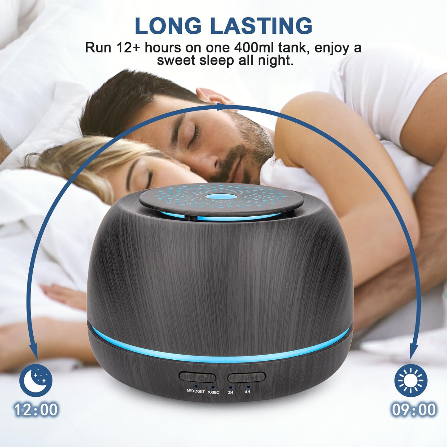 300Ml Aroma Essential Oil Diffuser,8 Hours Wood Grain Cool Mist Aromatherapy Diffuser,Usb-C Power Cable,Timer, 7 Color Light Changing Air Humidifier for Home,Office image number 2