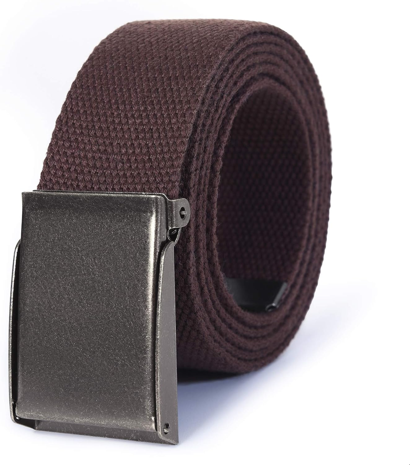 Canvas Web Belt | Cut to Fit up to 52" | Flip-Top Brushed Silver Nickel Buckle 6 Colors - 2 Pack Black/Navy image number 2