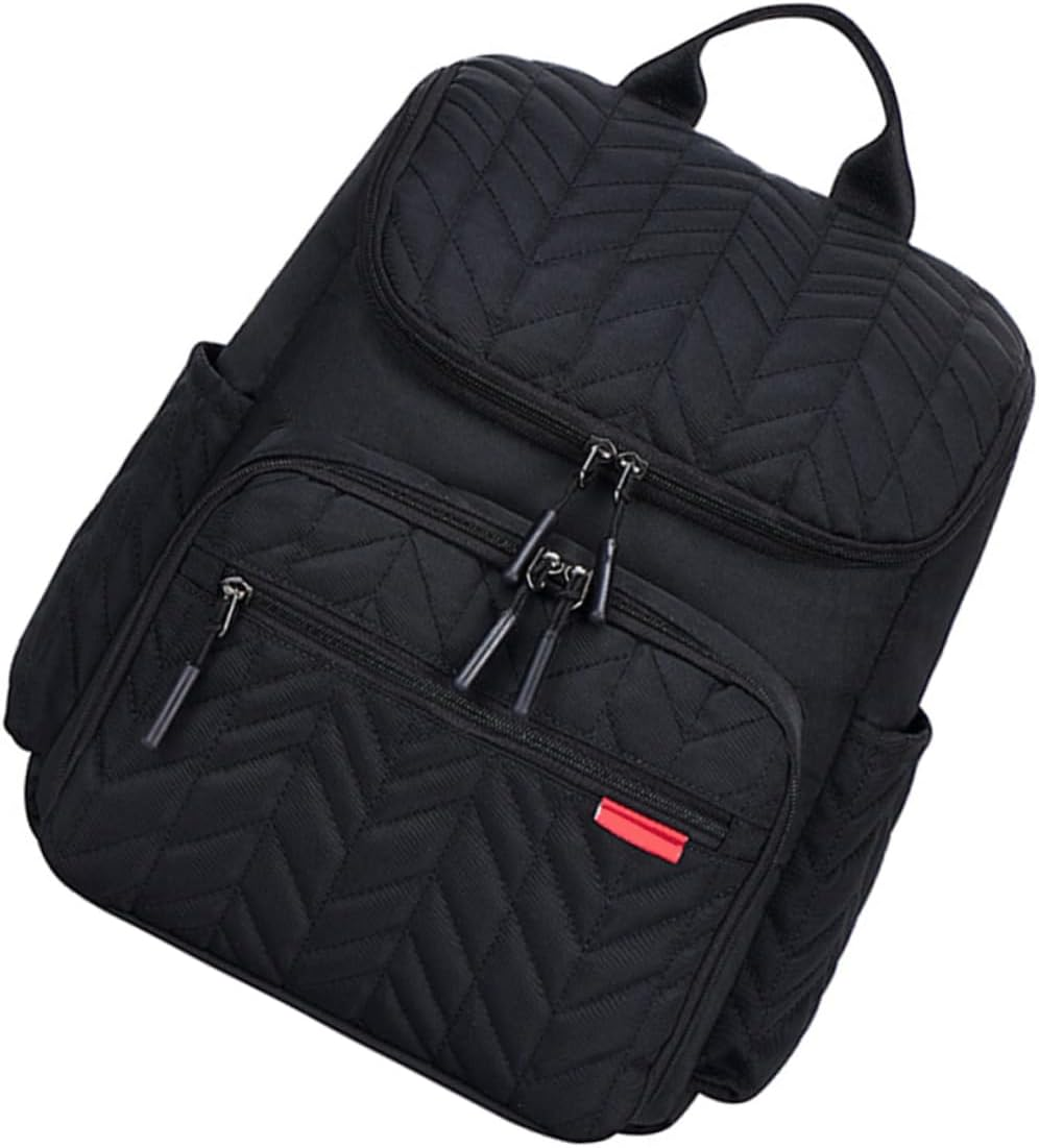 Large Capacity Diaper Bag Backpack for Moms Embroidered Stitching, Wet-Dry Separation, Multifunctional Mummy Bag for Outdoor Travel and Baby Products Organization, Classic Black image number 2