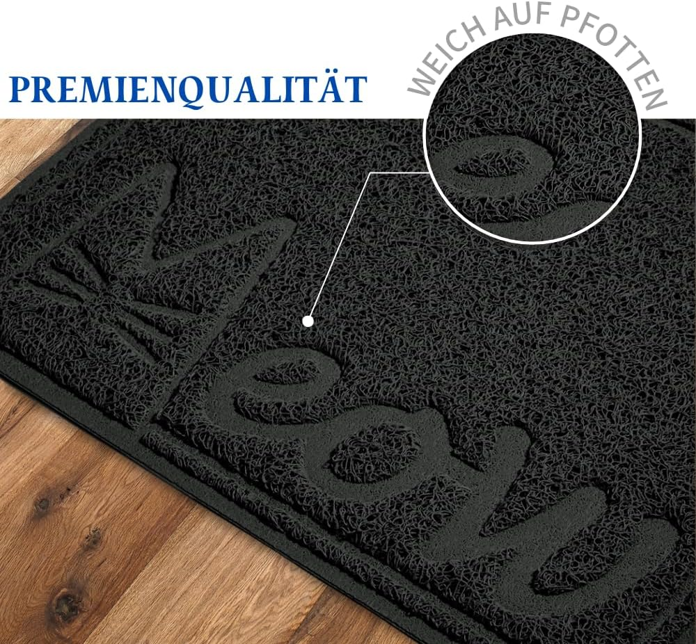 Janyoo Cat Litter Mat, 40 X 30 Cm, PVC Waterproof Cat Mat, Cat Litter Tray with Non-Slip, Cat Litter Tray for Litter Catcher, Urine Waterproof (Black) - Gray image number 2