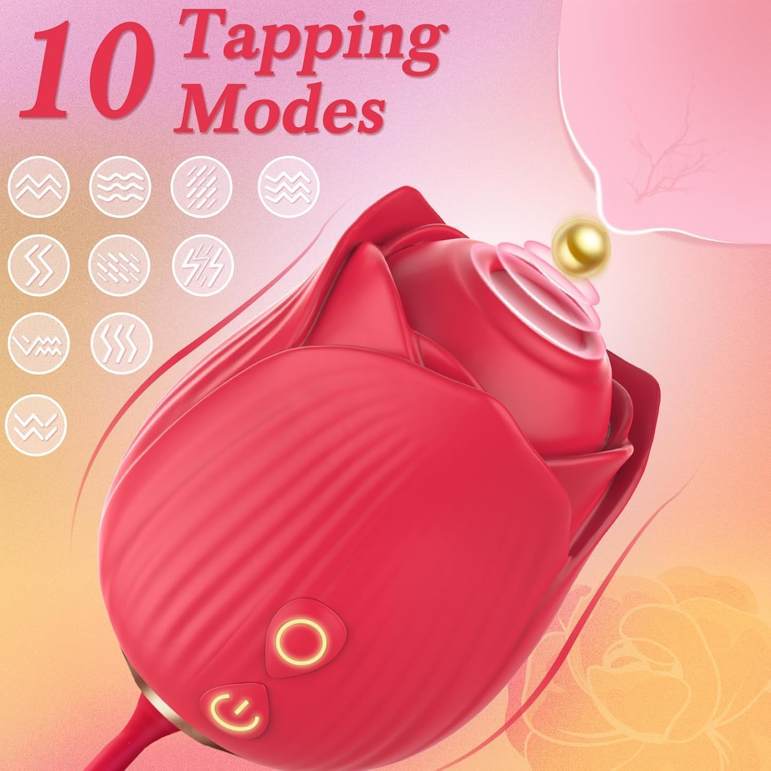 Vibrator Adult Sex Toys for Women - Riotor 2IN1 Flapping Vibrator Rose Sucking Toy, 9 Tappling & Sucking Portable Toys, Anal G Spot Clitoral Nipple Stimulator Vibrators, Adult Female Couples Sex Toys Games (Rose)