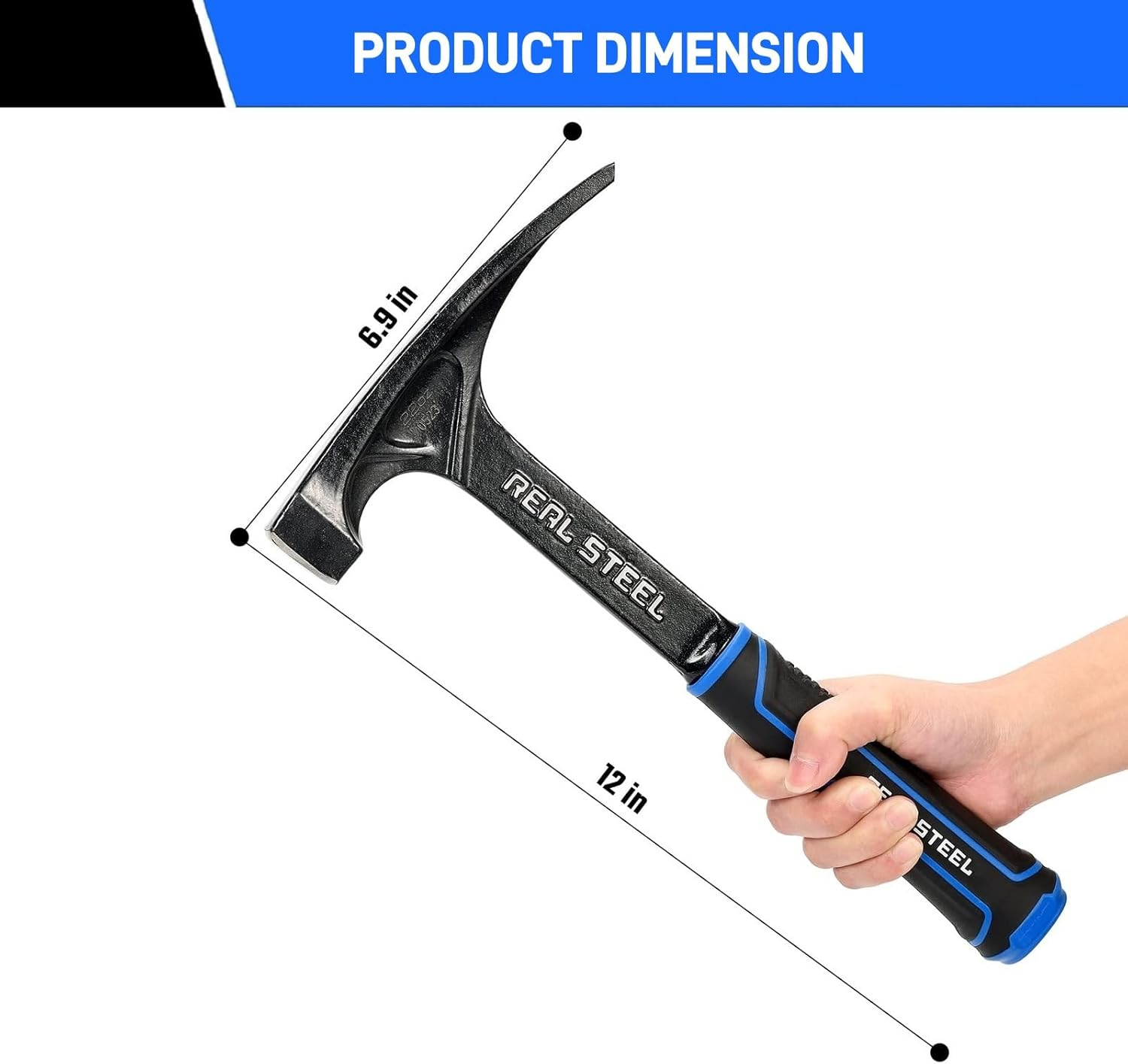 Real Steel 0523 Ultra Rock Pick Hammer Onepiece Steel Chipping Brick Hammer with Rubber Grip for Geological Study and Rock Hounding, 20 Oz image number 4