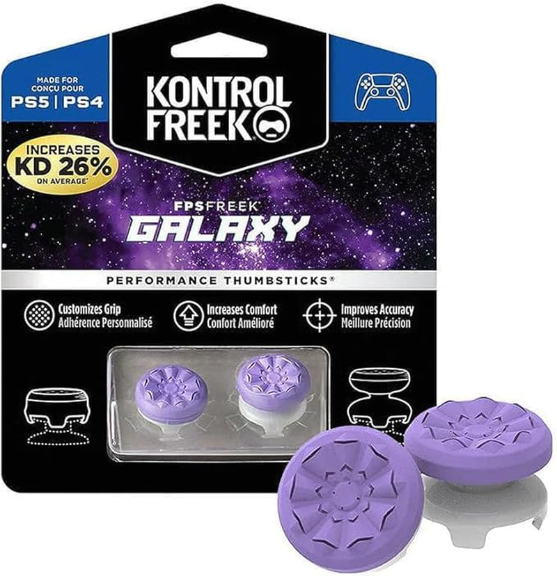 FPS Freek Galaxy Purple for Playstation 4 (PS4) and Playstation 5 (PS5), Performance Thumbsticks, 3D Texture Thumb Grip Stick Joystick Thumbstick, Thumbstick Extender for PS5 (Purple)