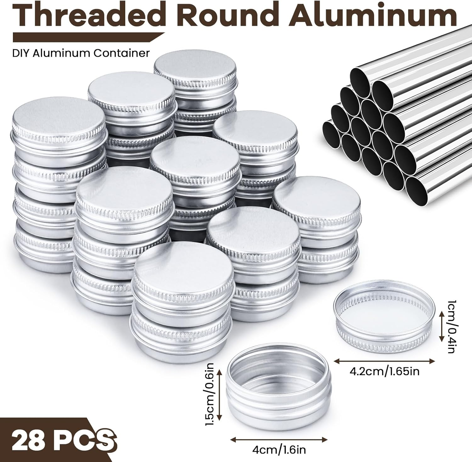 28 Pcs 15 ML Metal round Aluminum Tin Jars 1/2 Ounce Aluminum Tin Cans with Screw Lid, Lip Balm Containers for Lip Balm, Eye Shadow, Creams (Silver) image number 5