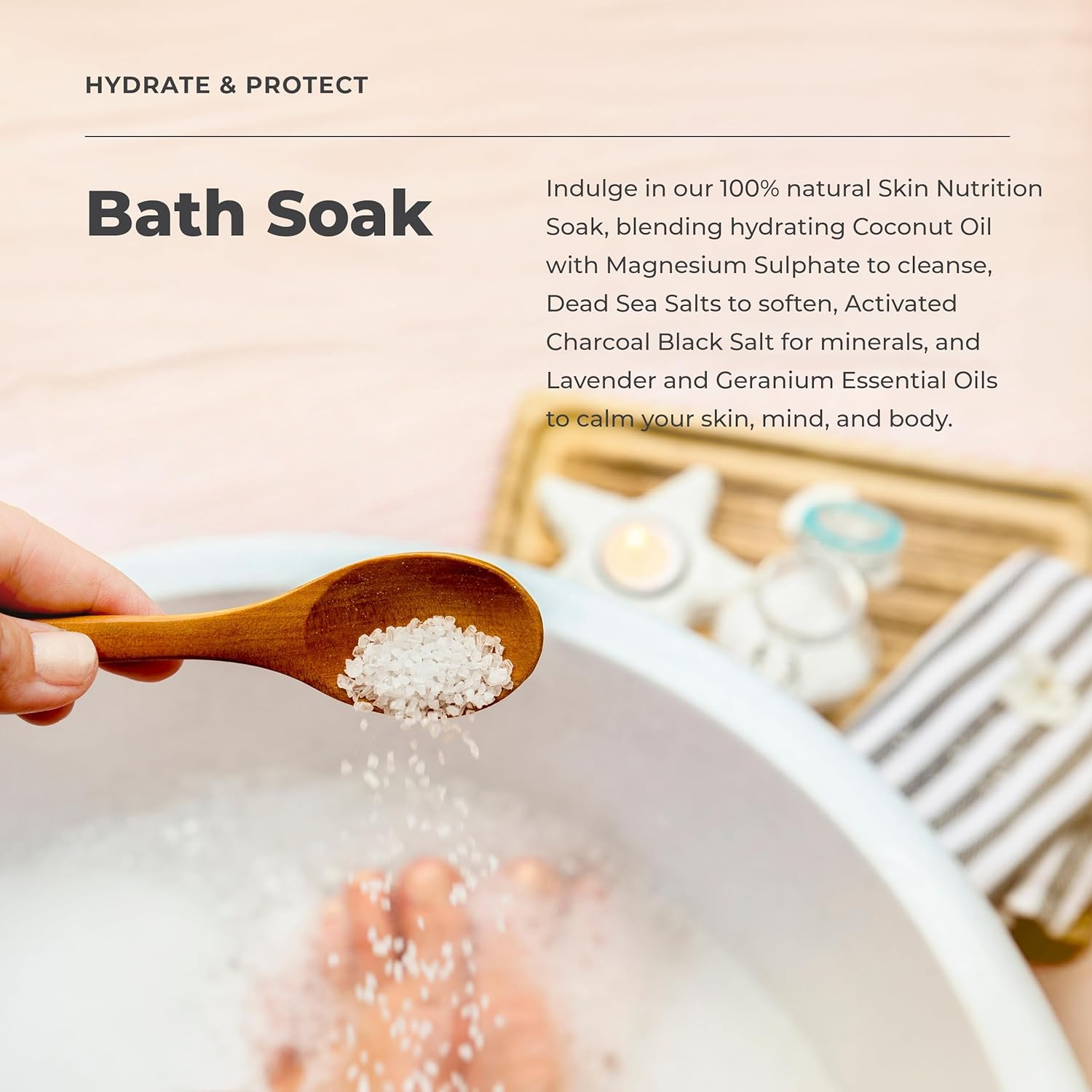 The Salt Box - Skin Nutrition Soak - Magnesium Epsom & Dead Sea Salts for Skin Repair & Calming Effects on Mind and Body- 3Kg Single Bag - White Crystals - Lavender & Geranium Scent image number 4