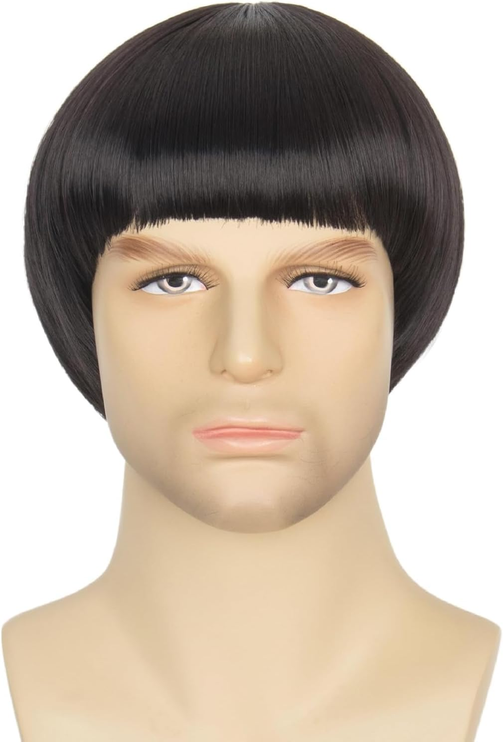 Men'S Retro Bowl Cut Costume Wig, Short Straight Brown Mushroom Bob Style for Cosplay, 60S Theme (Ginger)