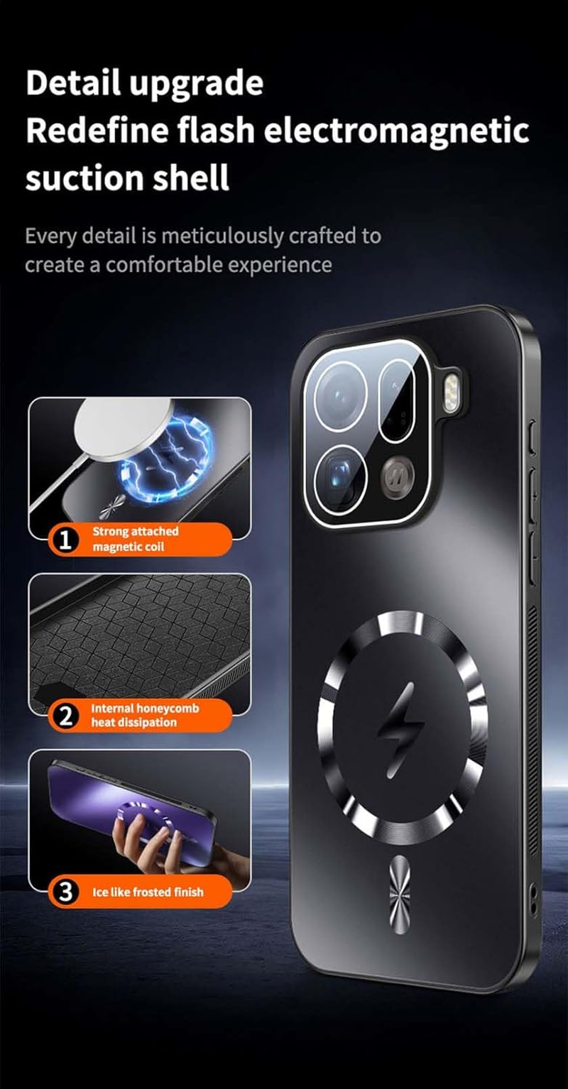 BORYA Magnetic Case for Oppo Find X9 Pro 5G, Matte Back and Uterassisted Wireless Charging with Lens Film, Military Shockproof Slim Protective Case - Black