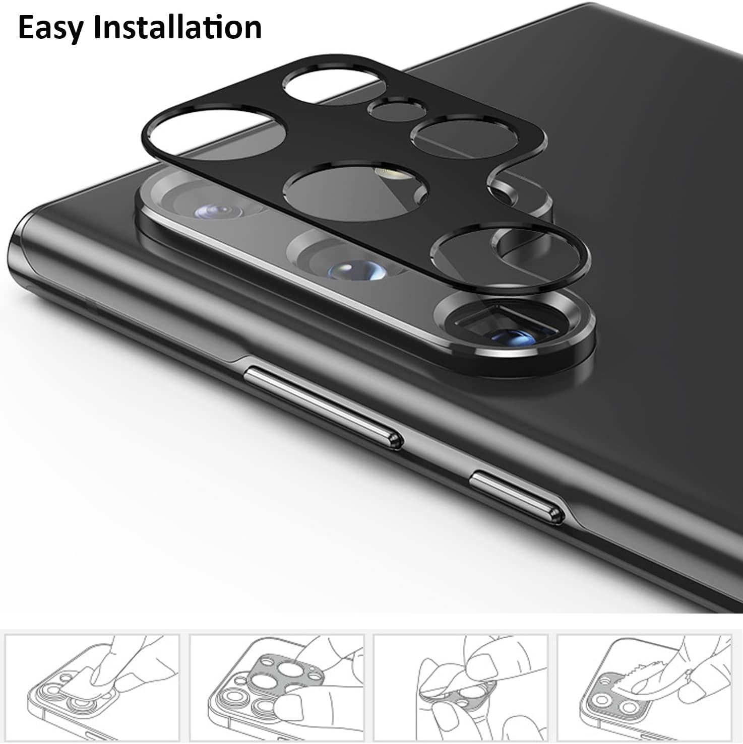 JOYCHER [3 Pack] Samsung Galaxy S23 Ultra Camera Lens Protector, 9H Tempered Glass Camera Cover Screen Protector, Case Friendly, Not Affect Flash Camera Cover Protection for Galaxy S23 Ultra 6.8''