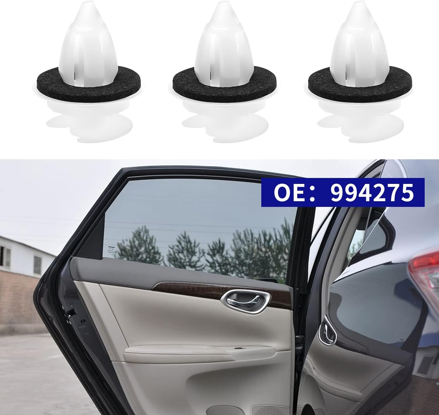 50Pcs Sill Moulding Cover Trim Clips Replacement 994275 Compatible with BMW 1 3 5 7 Series E21 E30 E36 E46 E90 E91 E92 E93 E12 E28 E34 E39 Door Panel Clips image number 3