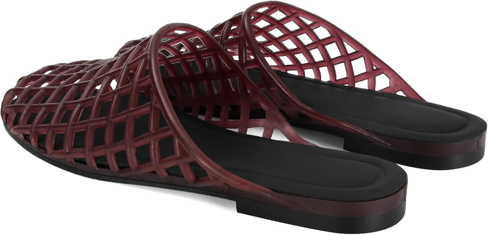 MAIJED Clear Jelly Flats for Women Closed Toe Mesh Hollow Jellies Mule Sandals Slip on Jelly Slides Casual Comfortable Summer Beach Slipper Sandals image number 6