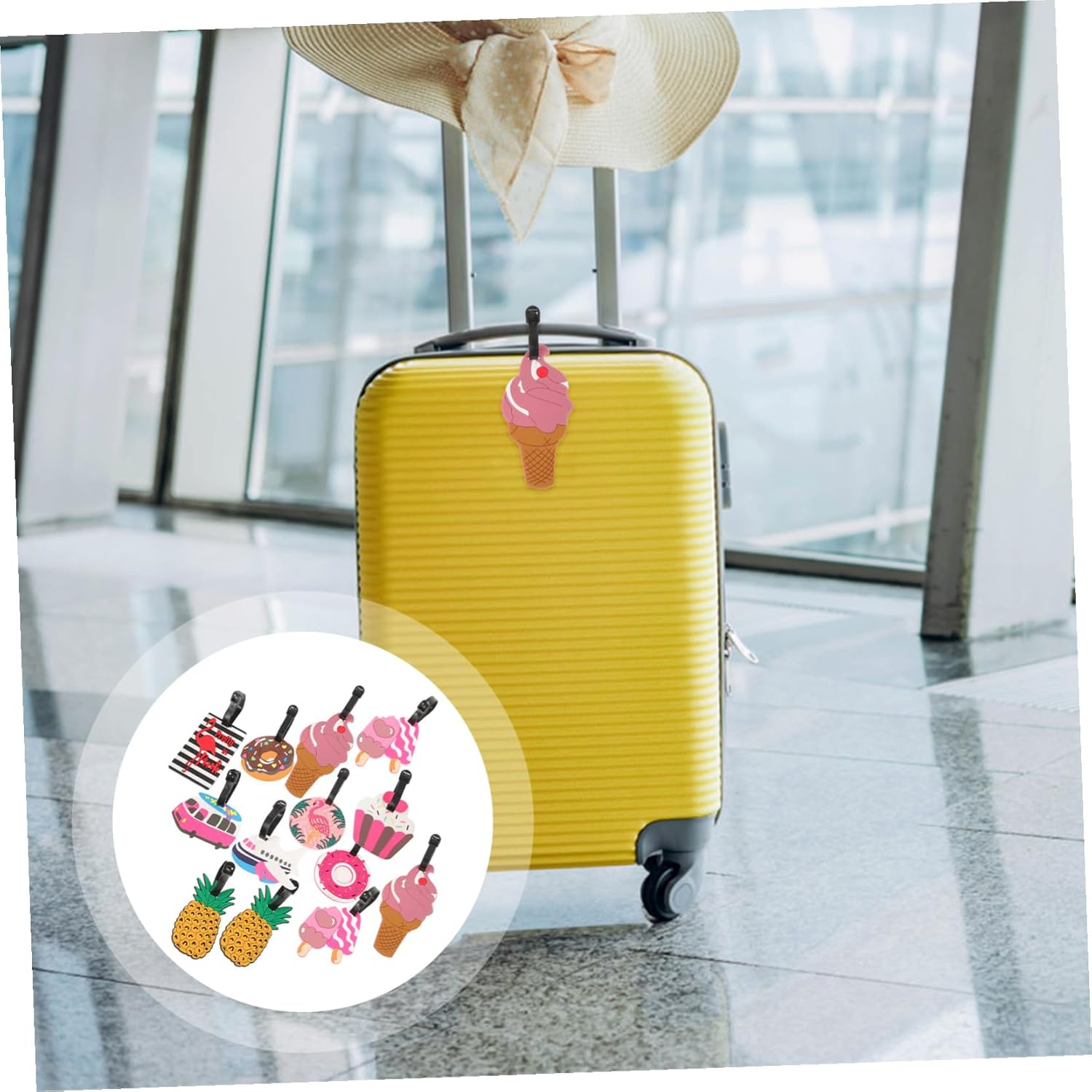 10 Pcs Cute Cartoon Luggage Tags with Writable Id Card Soft PVC Travel Tags for Suitcase Bag Identifier with Bright Color Designs for Travel and Use image number 1