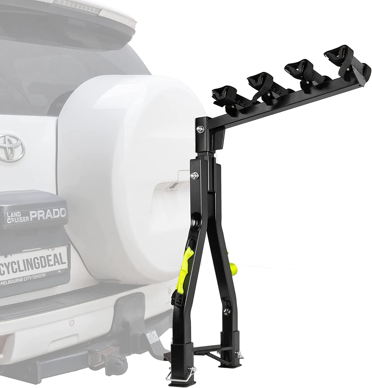 Cyclingdeal Quick Release Bike Carrier a Frame Rack for Spare Tyre Wheel Tow Ball Hitch Bike Car Rack - Carry 4 Bikes Bicycles - Heavy Duty Sturdy Rust Proof image number 3