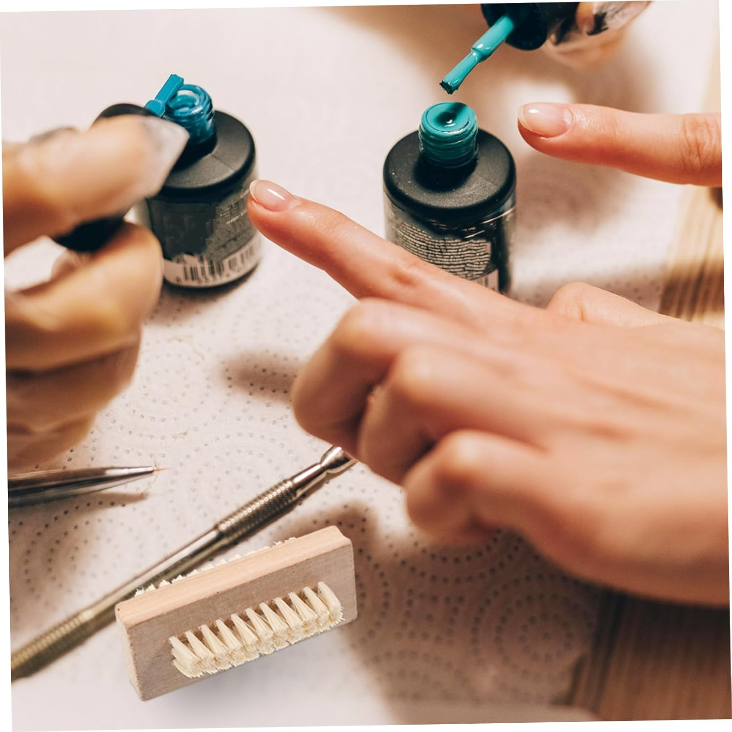 BATHVEVE Natural Wooden Double Sided Nail Brush 1 Piece Bristle Cleaning Tool for Men and Women for Fingernails and Toenails Comfortable to Hold Handle for Home or Travel image number 2