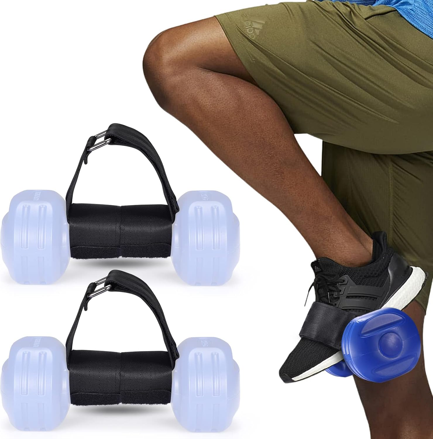 TOBWOLF 2PCS Tibialis Trainer, Adjustable Weights Dumbbell Ankle Straps, Ankle Weights Lifting Foot Weights Ankle Band for Leg Curl Kickbacks Leg Extensions Booty Workouts Lower Body Strength Training image number 3