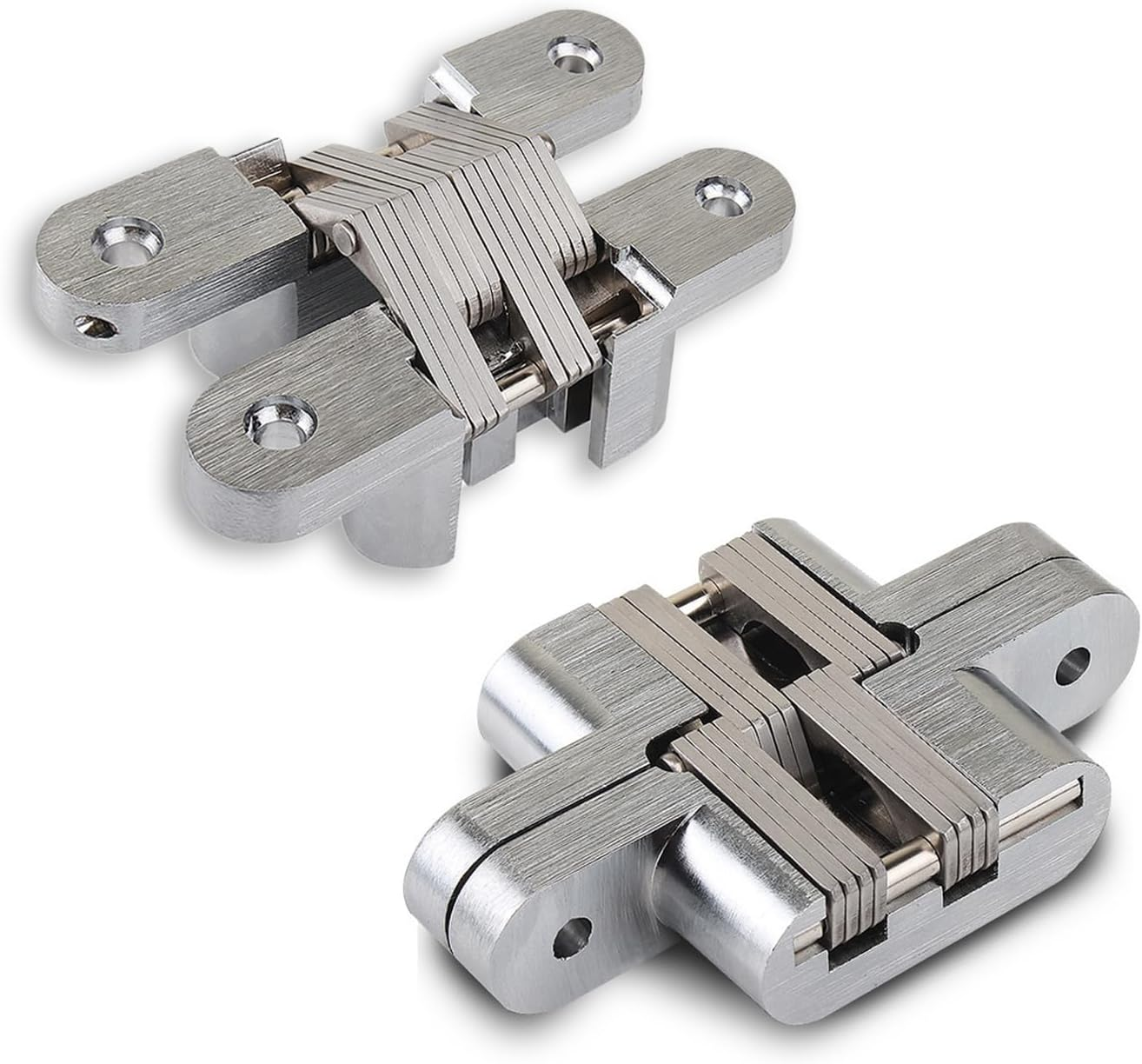 Hidden Hinges (1 Pair) Zinc Alloy Invisible Door Hinges 94MM*18MM (Silver) image number 3
