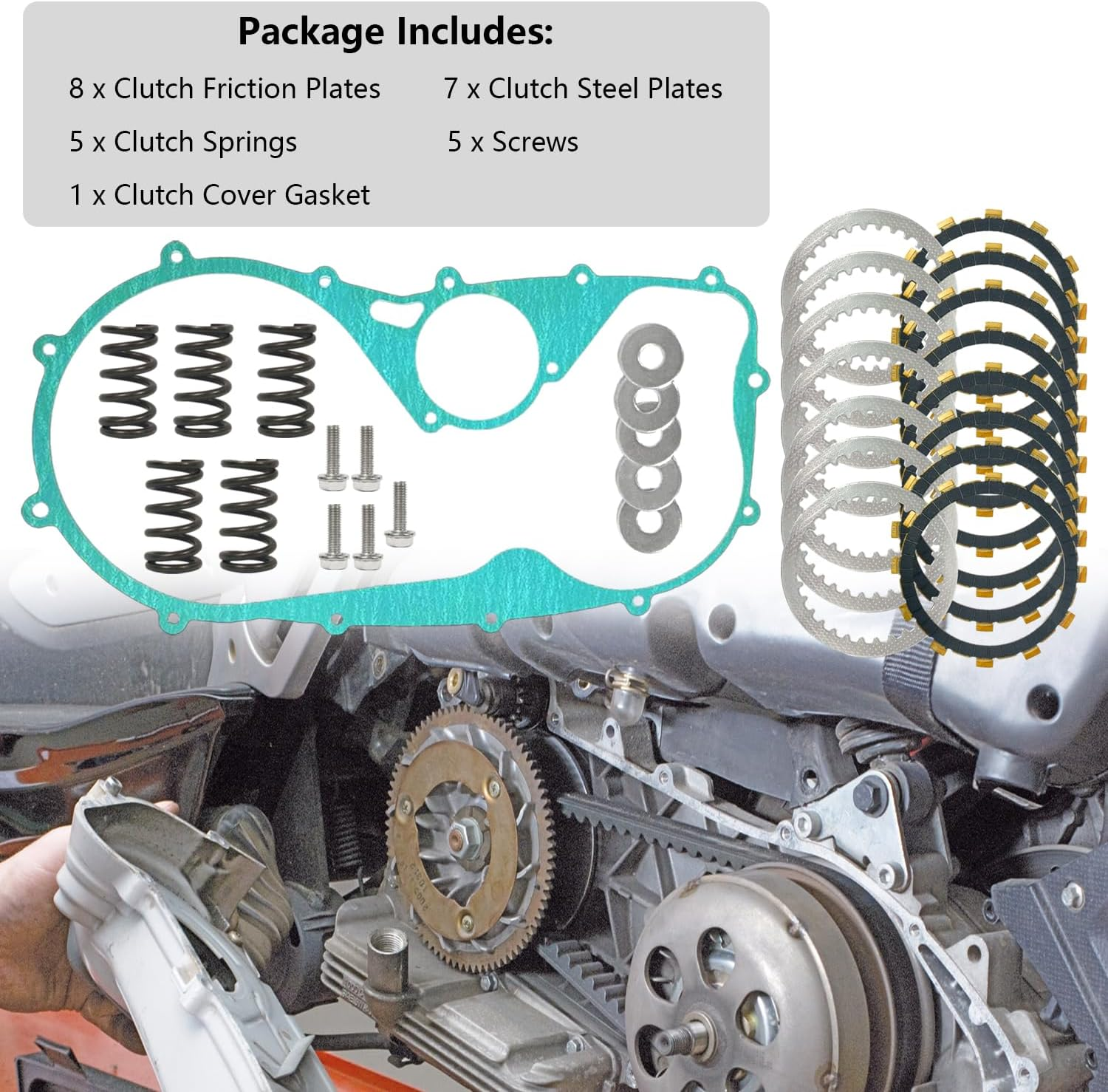 Extra Plate Friction Steel Clutch Kit & Gasket Kit Compatible with Vulcan 800 VN800B VN800E VN800A Vulcan 900 VN900C VN900B VN900D 1995-2006