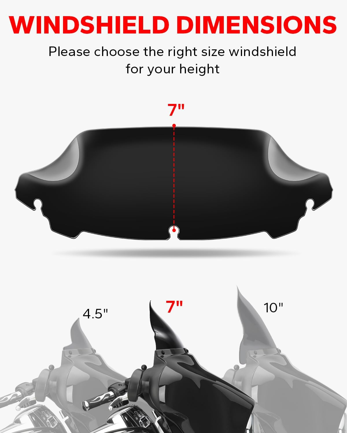 Dark Tint 7 Wave Windshield Windscreen Wind Screen for Harley Electra Street Glide 14 15 16 - Tint image number 6