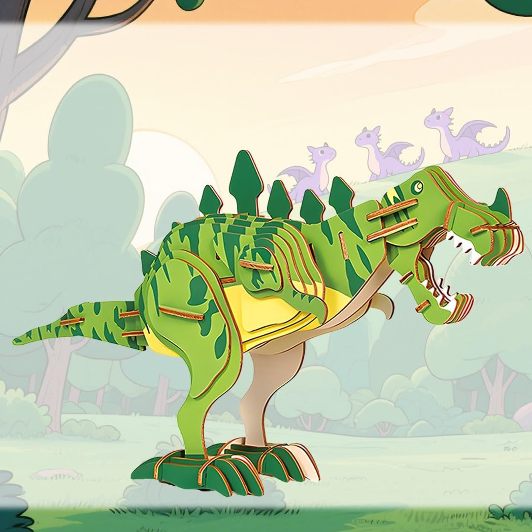 3D Wooden Puzzle T-Rex Dinosaur Tyrannosaurus Rex DIY Model Kit &ndash; 67Pcs Laser-Cut Snap-Fit Assembly, No Glue STEM Craft Home Decor Desktop Ornament Gift image number 5