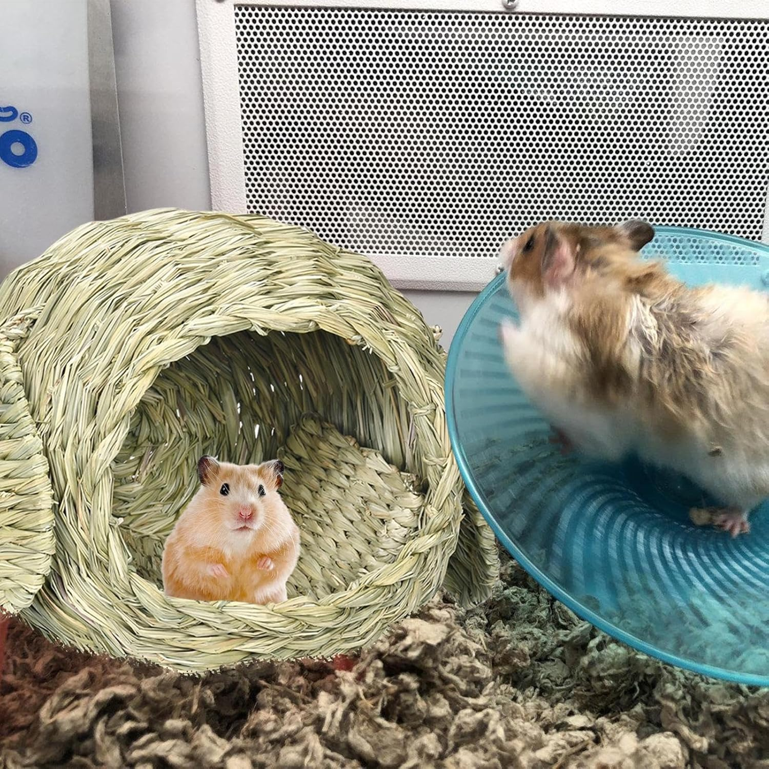 Grass House for Rabbits - Naturally Manufactured Animal Shelter, Comfortable Animals Hut Play Hideaway Bed Hay Mat Chew Toy for Bunny Guinea Pig Hamster Chinchilla image number 4