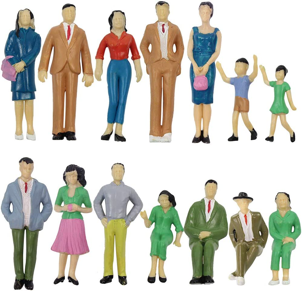 Model Trains Architectural 1:25 Scale 14 PCS Painted Figures Scale G Sitting and Standing People Model Railway Layout New