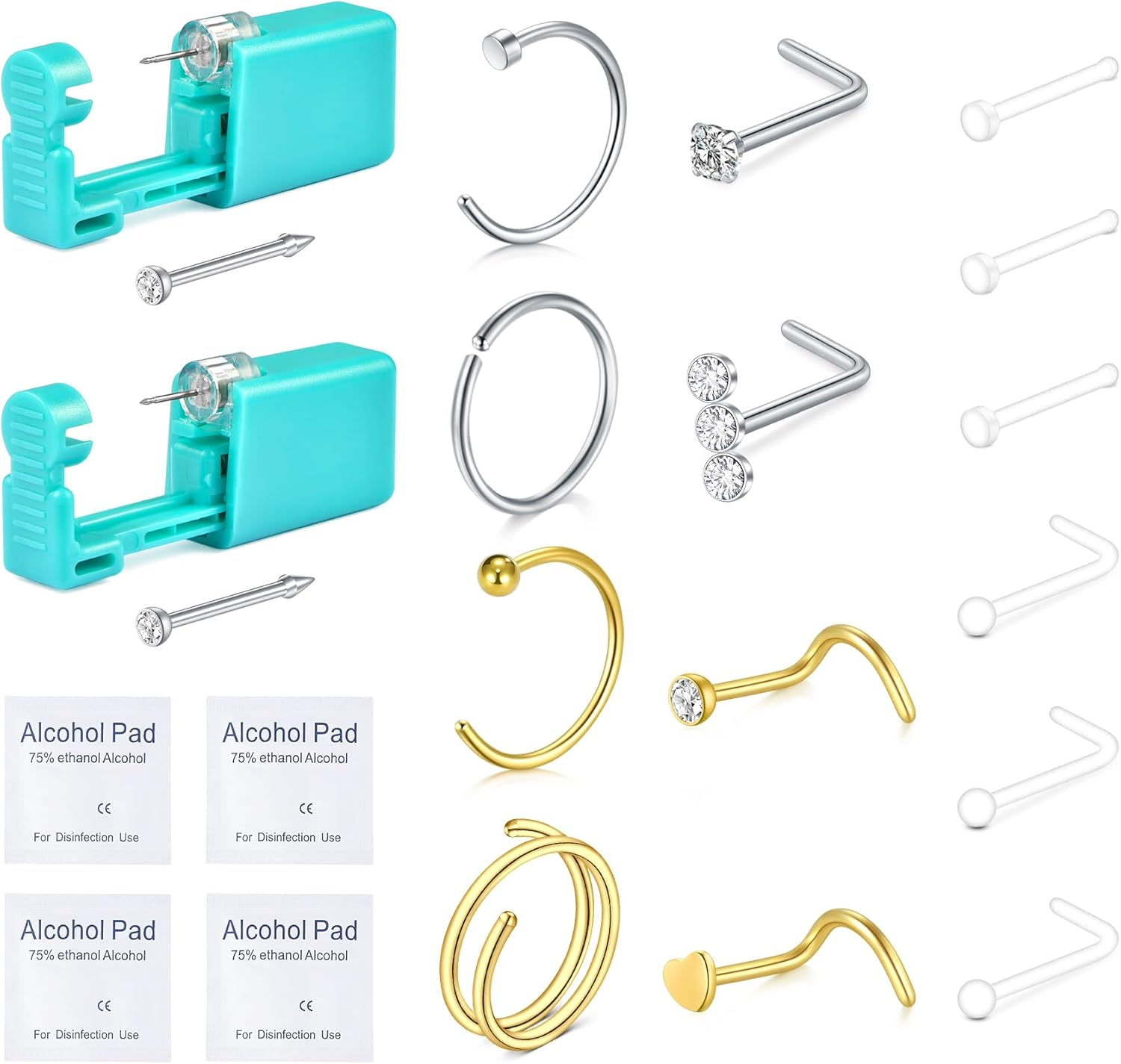 QWALIT Ear Piercing Kit Nose Piercing Kit Belly Button Piercing Kit Ear Piercing Gun Kit Belly Piercing Kit Disposable Earring Piercing Kit Self Piercing Kit at Home image number 5