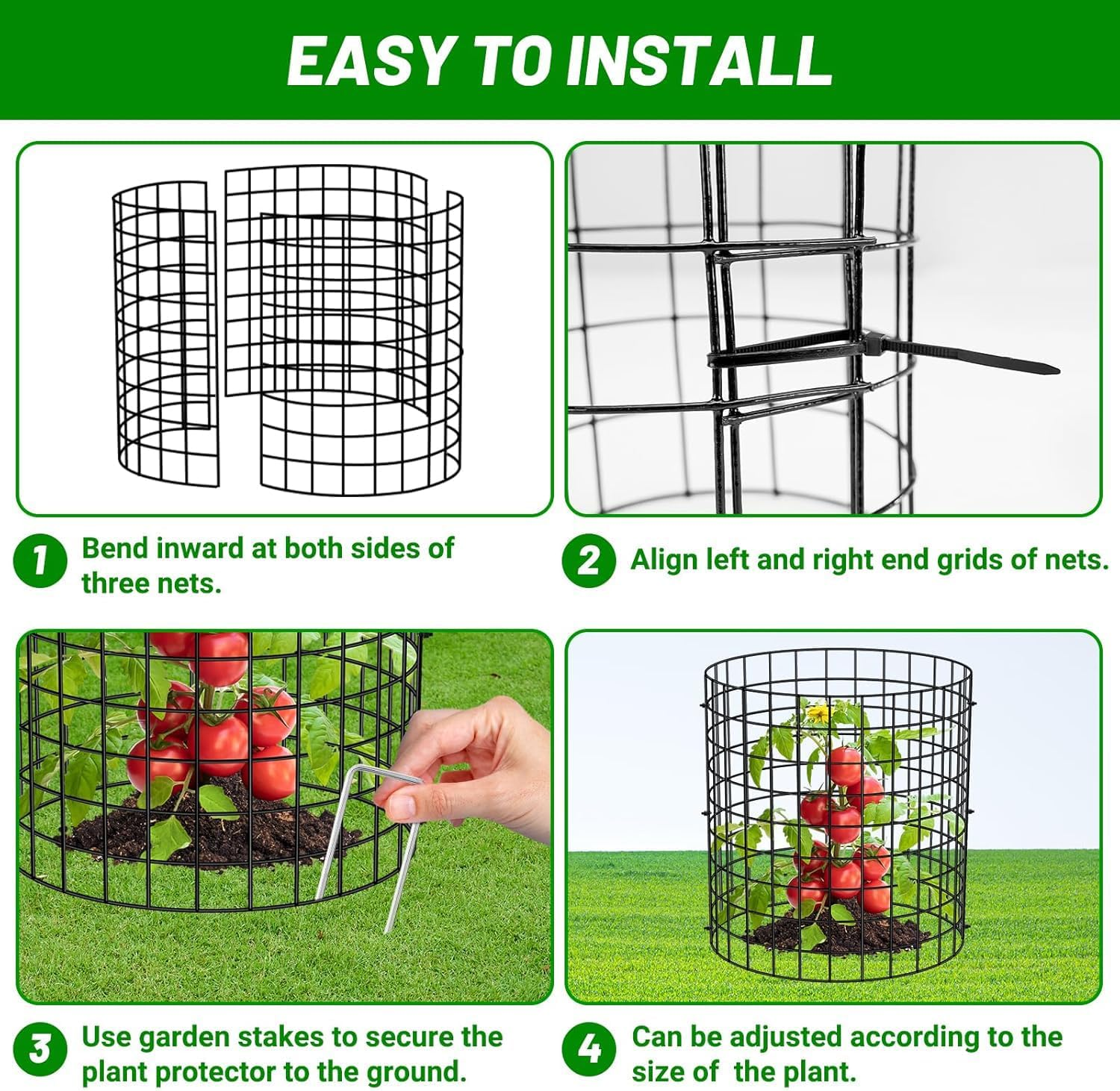 Xinghonyac 15 Pcs Plants Protector from Animals, Metal Wire Botany Protective Cover with Ground Pegs and Nylon Ties, Garden Plant Protection Net to Keep Animals Out for Indoor Outdoor Garden