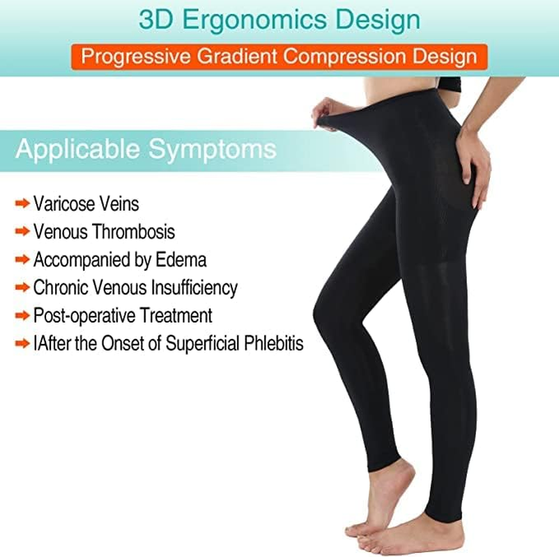 Women'S Compression Pantyhose 15-20Mmhg Opaque Firm Support Hose Medical Graduated Support Stocking image number 1