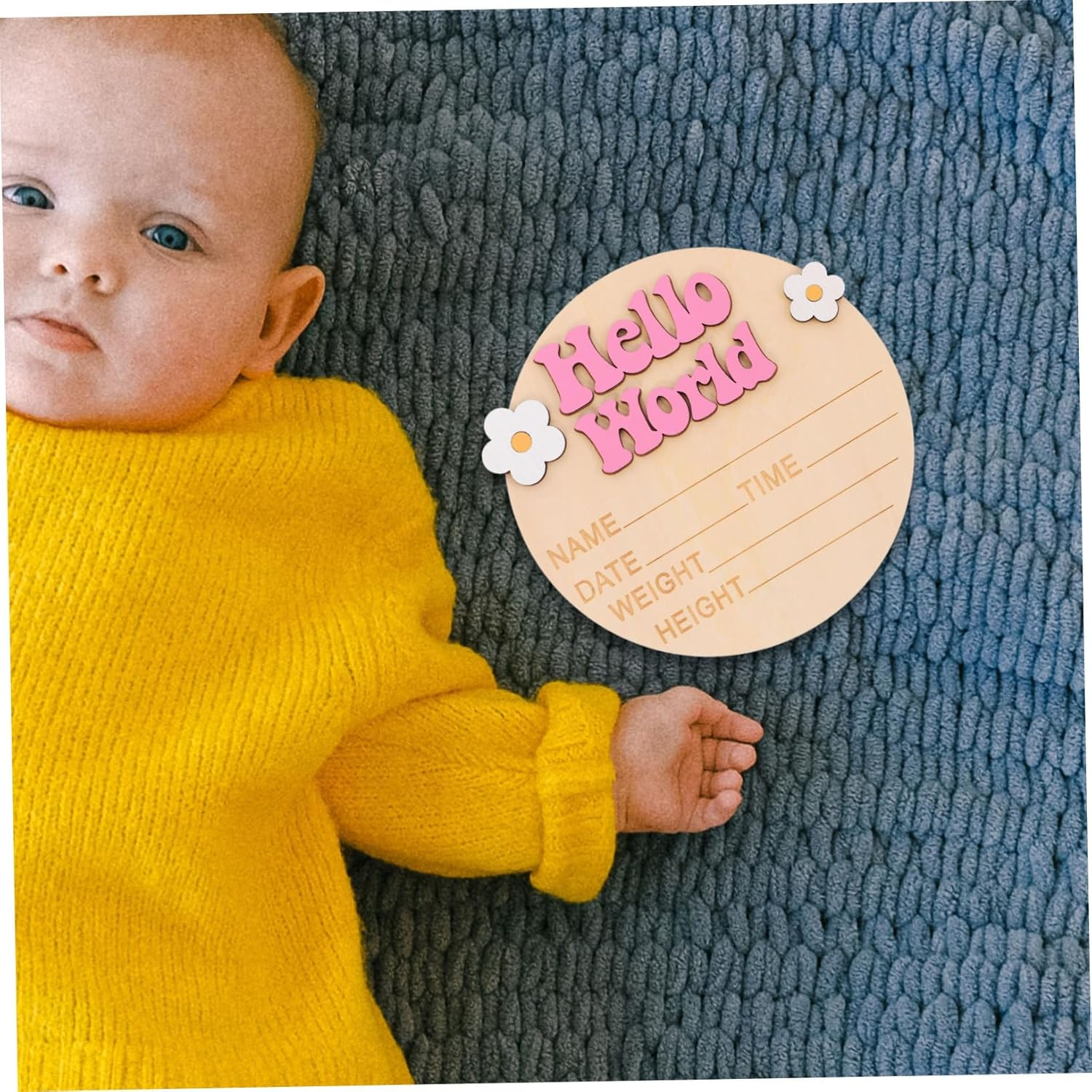 Birth Announcement Sign Newborn Name Photo Prop Nursery Milestone Plaque Pink Newborn Welcome Celebration image number 6