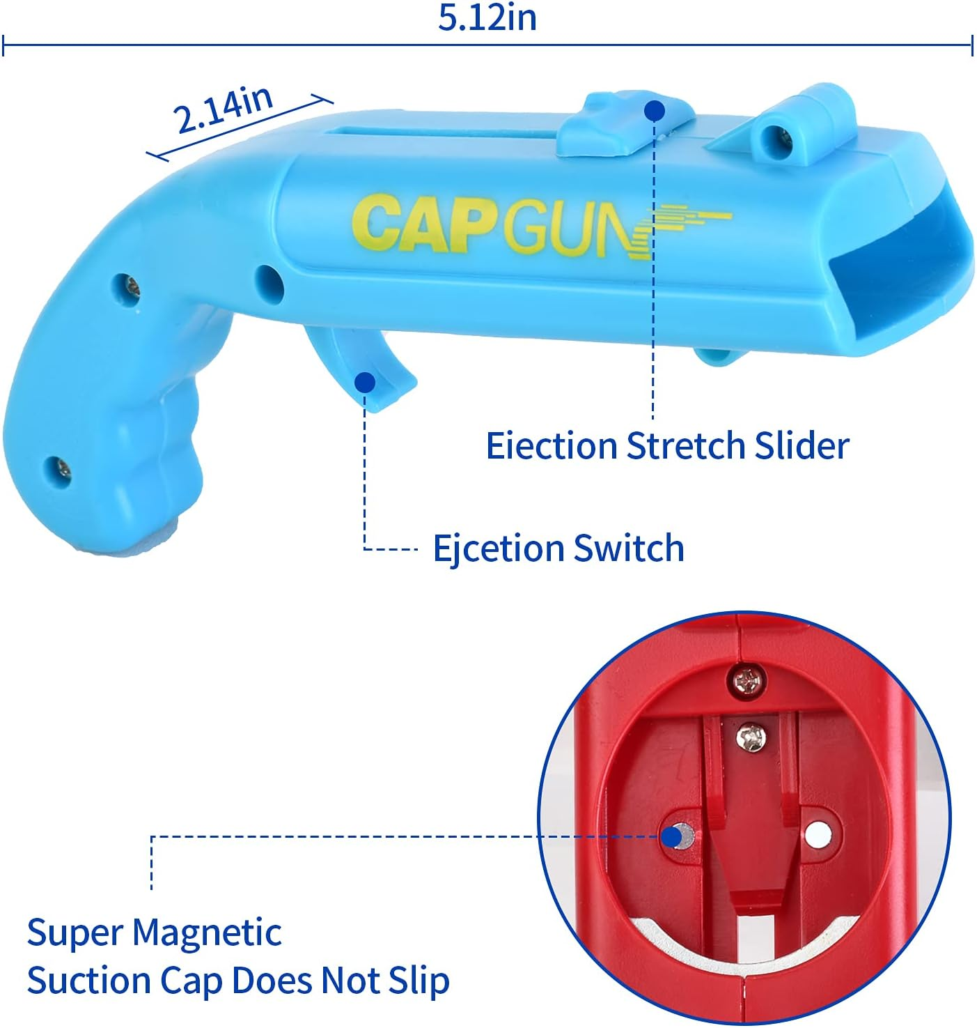 Cap Gun Bottle Opener,Funny Launcher Shooter Bottle Opener for Creative Game,Family Party,Bar ,Outdoor Barbecue,Plastic (Blue&Grey)