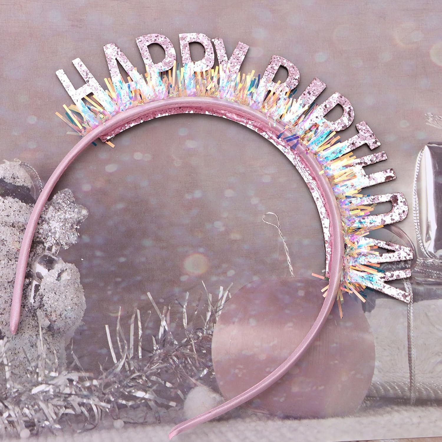 Birthday Crown Headband, Happy Birthday Headband for Women Girls, Birthday Tiara Happy Birthday Decorations, Birthday Gifts (Pink, One Size)