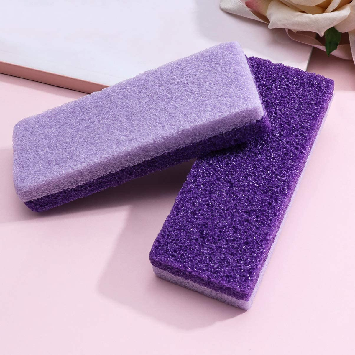 HEALIFTY 2Pcs Foot Pumice Stone Exfoliator Pedicure File Block Callus Remover Scrubber (Purple) image number 2