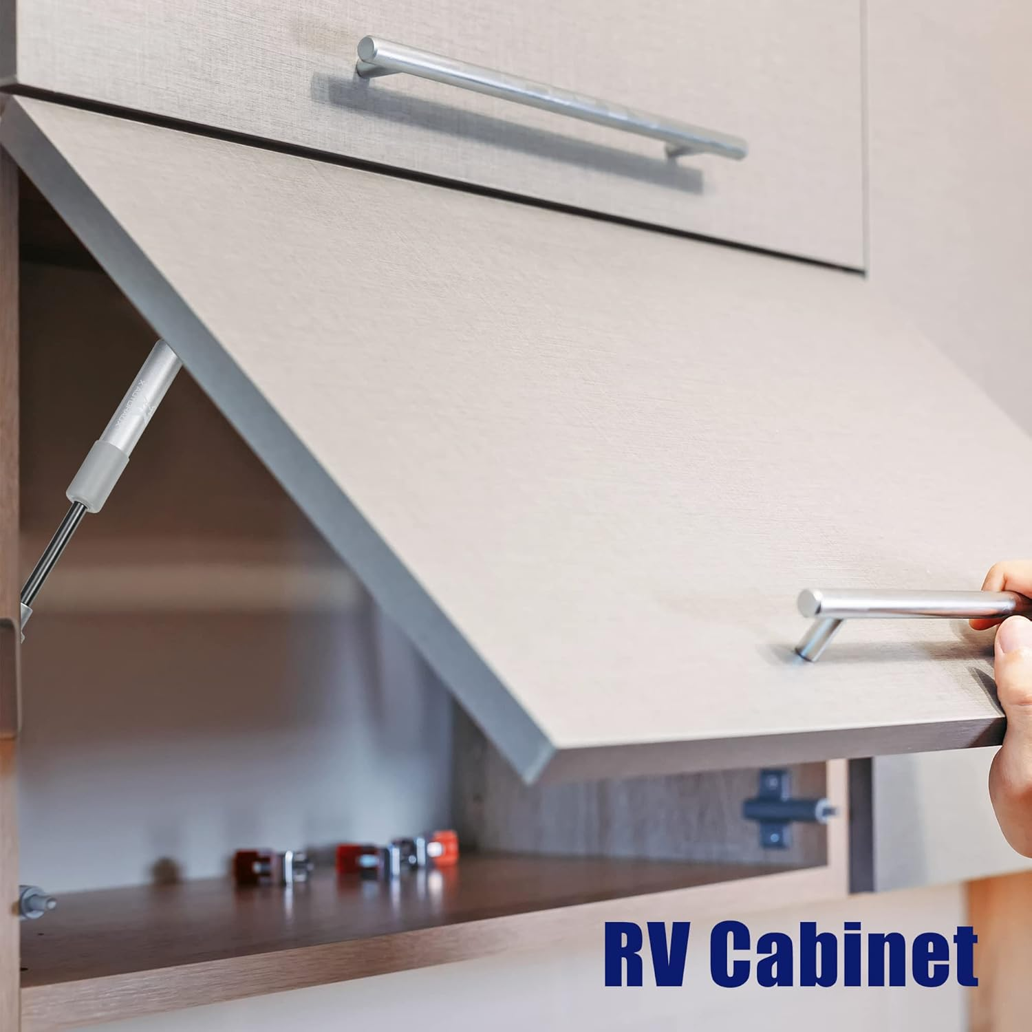 X AUTOHAUX 2Pcs 8Inch 250N/55Lbs Gas Struts Shocks Lift Supports Lid Supports Lid Stay Silver Tone RV Cabinet Lift Support image number 3