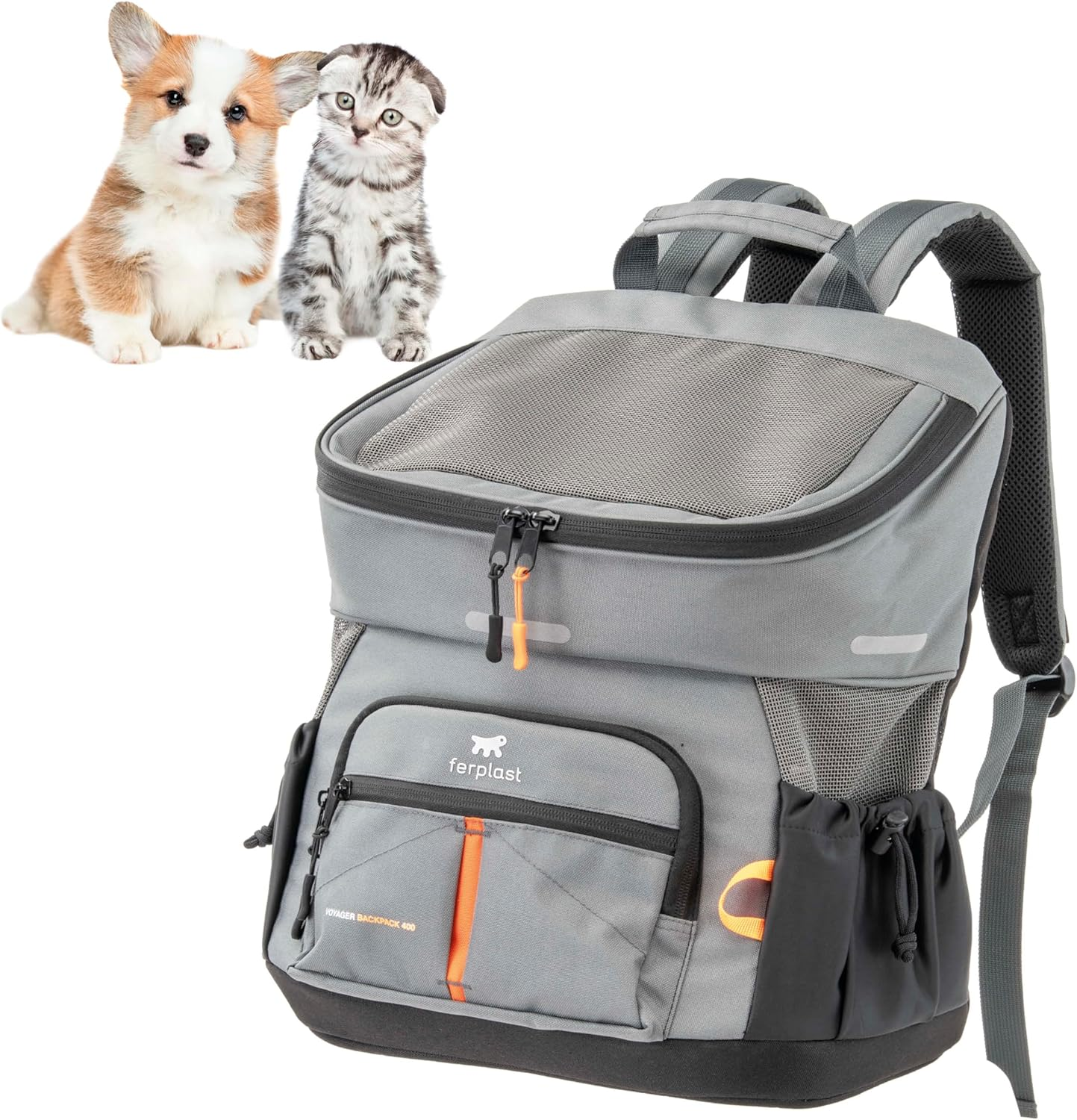 Ferplast Voyager Backpack Dog Backpack Cat Backpack Dog Bag Dog Crate Wide Mouth Adjustable Straps Seat Belt with Cushion Max 10Kg 29 X 21 X 36 H Black