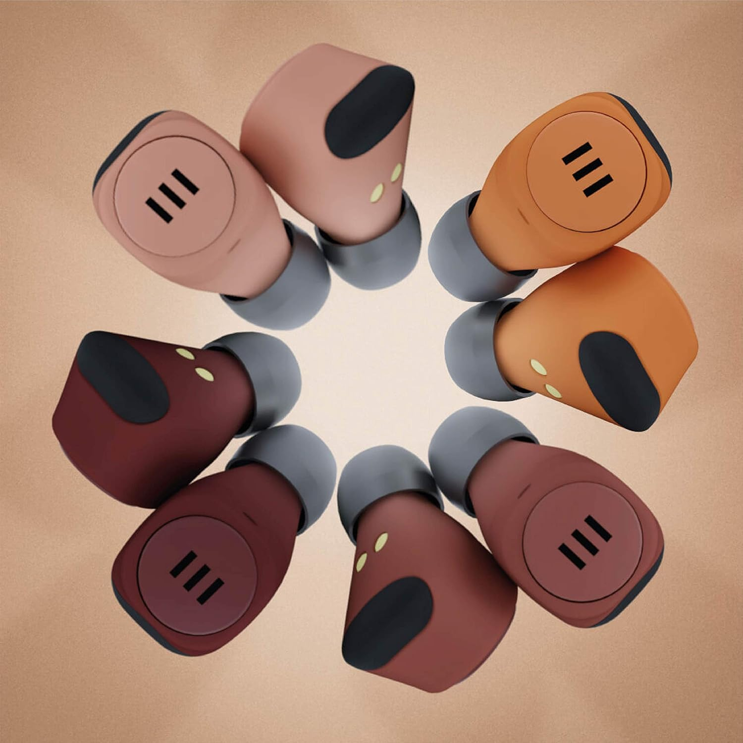 Divacore - Nudes - 100% Wireless Headphones - up to 15 Hours Battery Life - Water Resistance - Touch Screen - Ultra Compact Design - Compatible with Google Assistant and Siri - Crush Coral - Iconic Tan image number 3