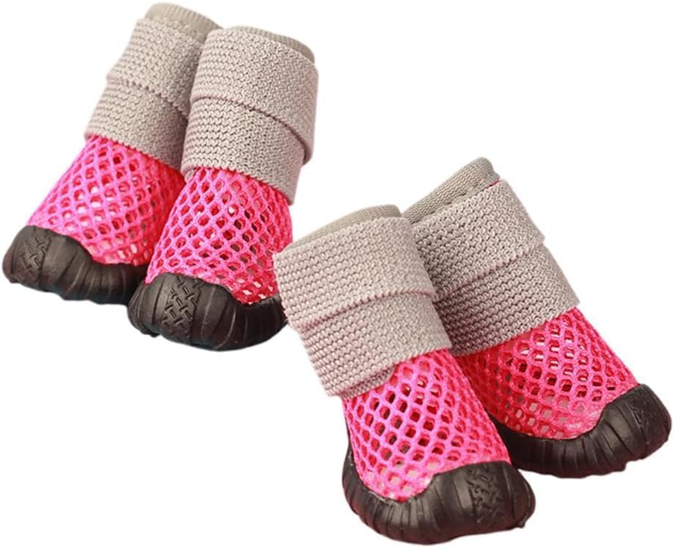 4Pcs Dog Shoes Breathable Mesh Boots Shoes, Dog Boots for Dogs Non-Slip Dog Boots for Small Dogs, Anti-Slip Cats Puppy Comfortable Booties (Rose Red, 5#) image number 3