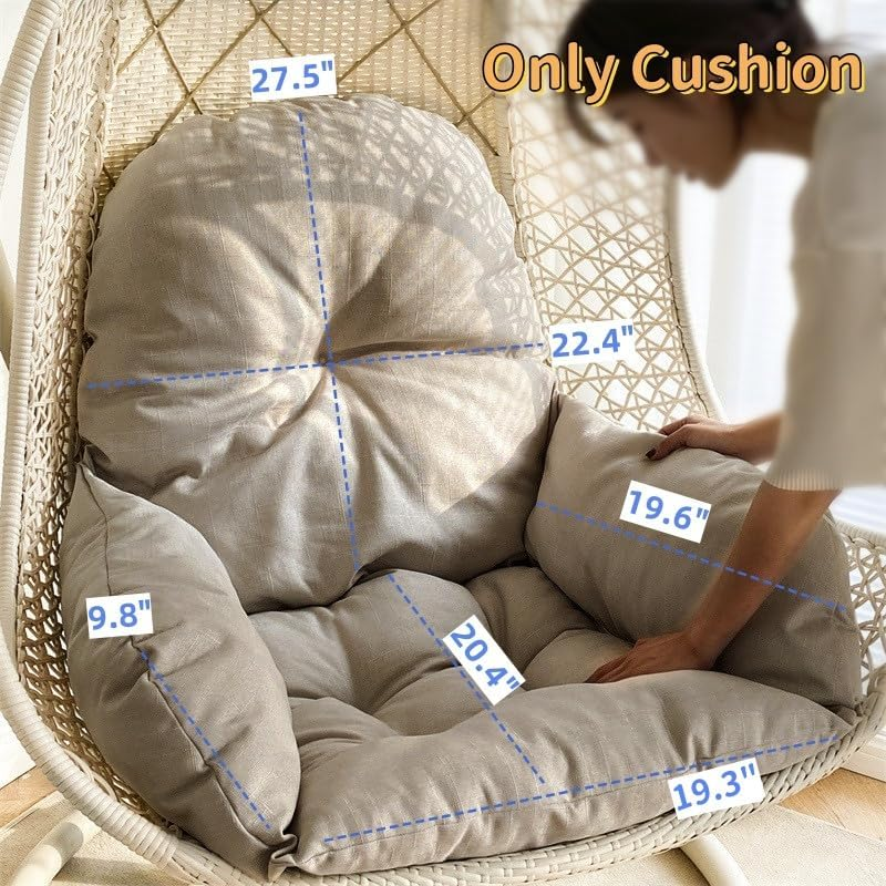 Swing Egg Chair Cushion Thickened Hanging Basket Seat Cushion Washable Hammock Chair Cushions Outdoor Patio Hanging Chairs Cushions Replacement (Only Cushion) (Green) image number 5