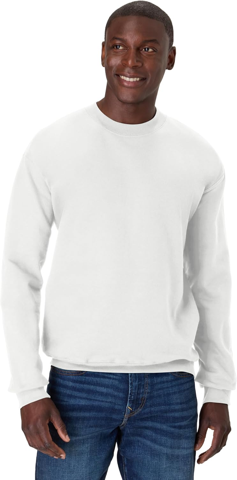 Hanes Men'S Ultimate Cotton Heavyweight Crewneck Sweatshirt, White, Xx-Large image number 4
