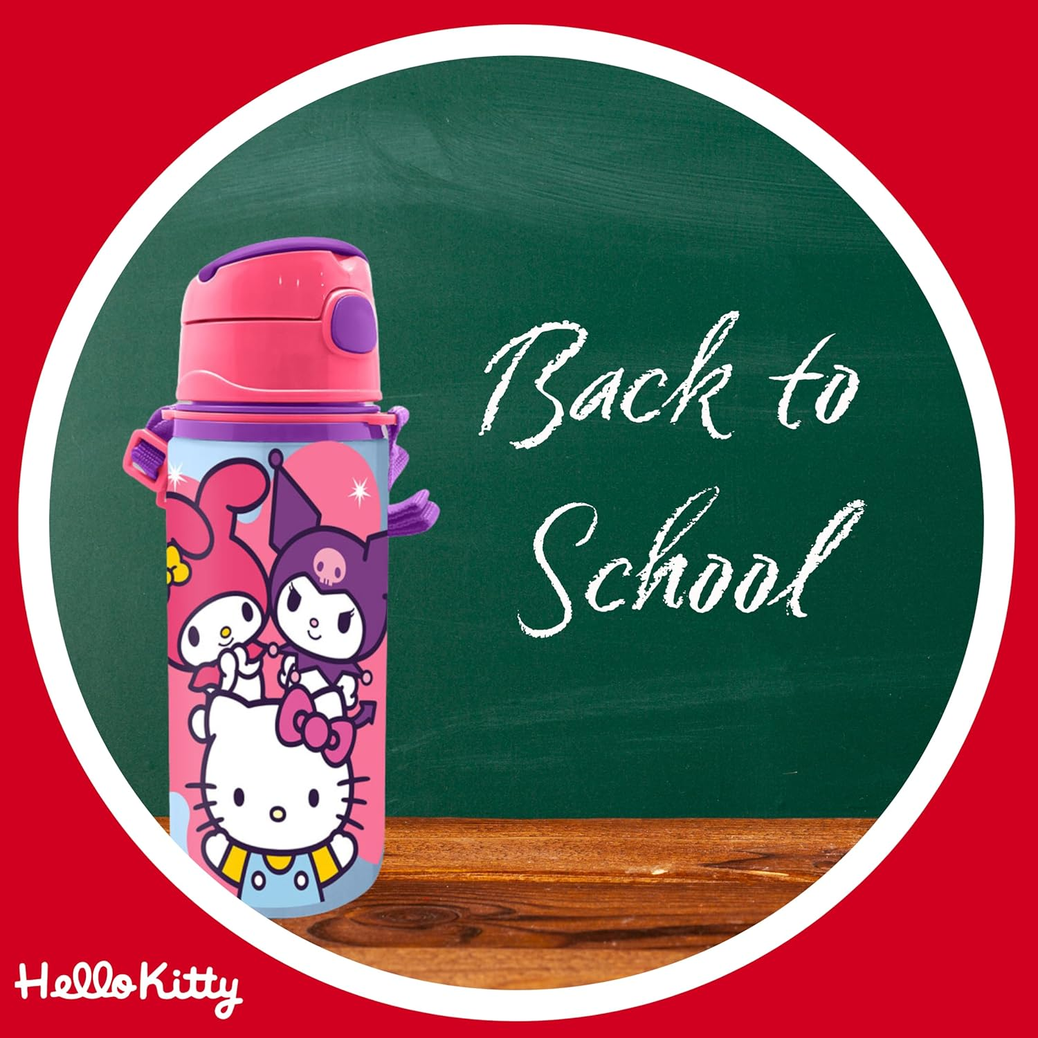 Sanrio Hello Kitty Reusable Bottle Durable Aluminum Design Water Bottle for Girls Travel Bottle with Handle 600Ml Capacity image number 5