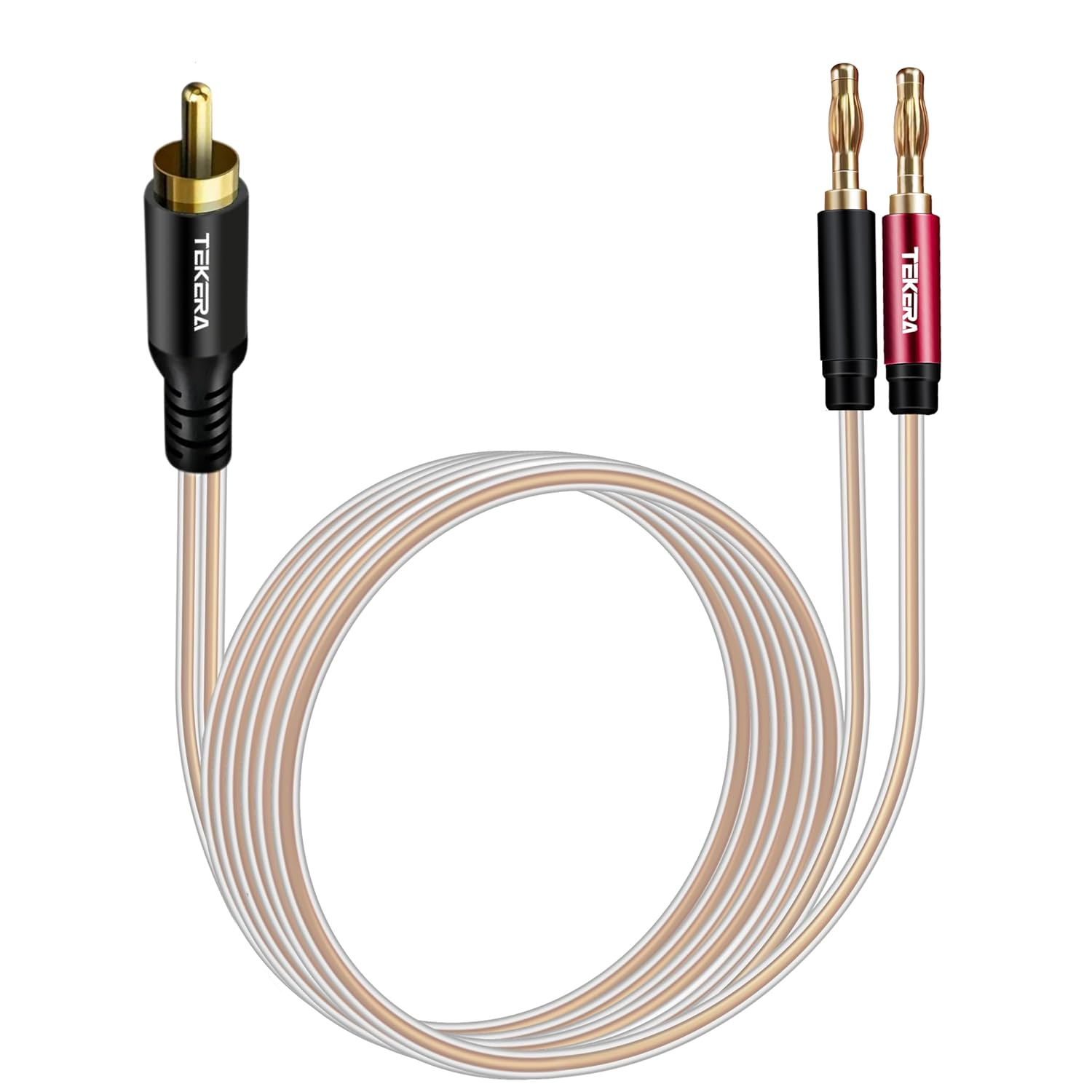 TEKERA RCA Male to Banana Plug Cable 3M, RCA to Banana 2 Male Y Splitter Cable, Hi-Fi Audio Speaker Wire for Amplifier, Subwoofer, and Home Theater Systems, Gold-Plated and Double Shielded image number 4